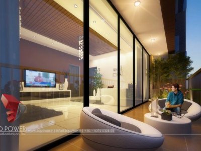 3D Night View Rendering Apartment